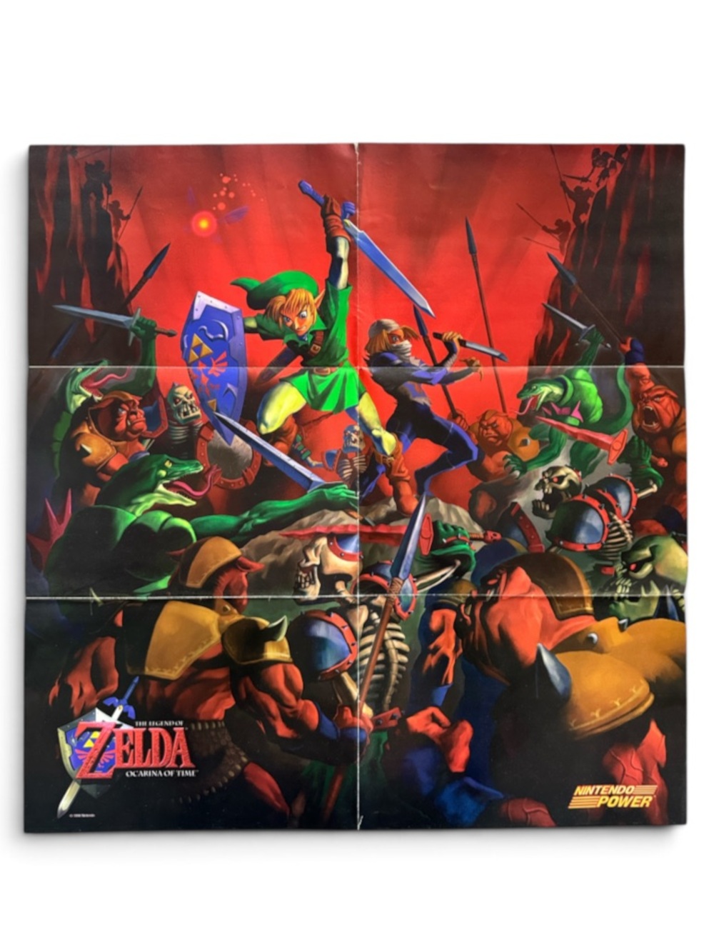 Nintendo Legend of Zelda Ocarina of Time Poster - Red, Green, Blue 1998 21x20.25